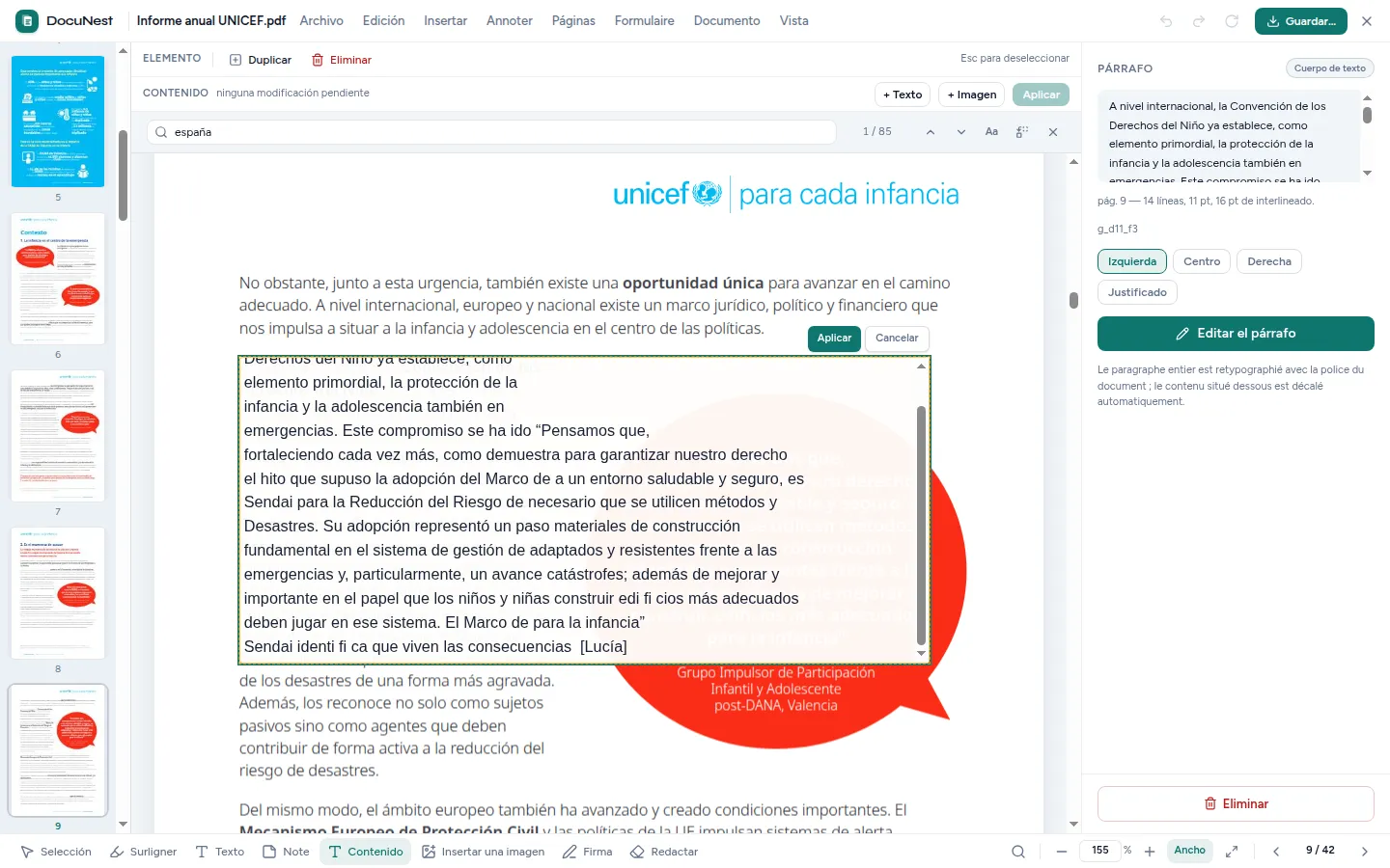 Vista previa de DocuNest — Editar un PDF en DocuNest, aplicación de PDF sin conexión