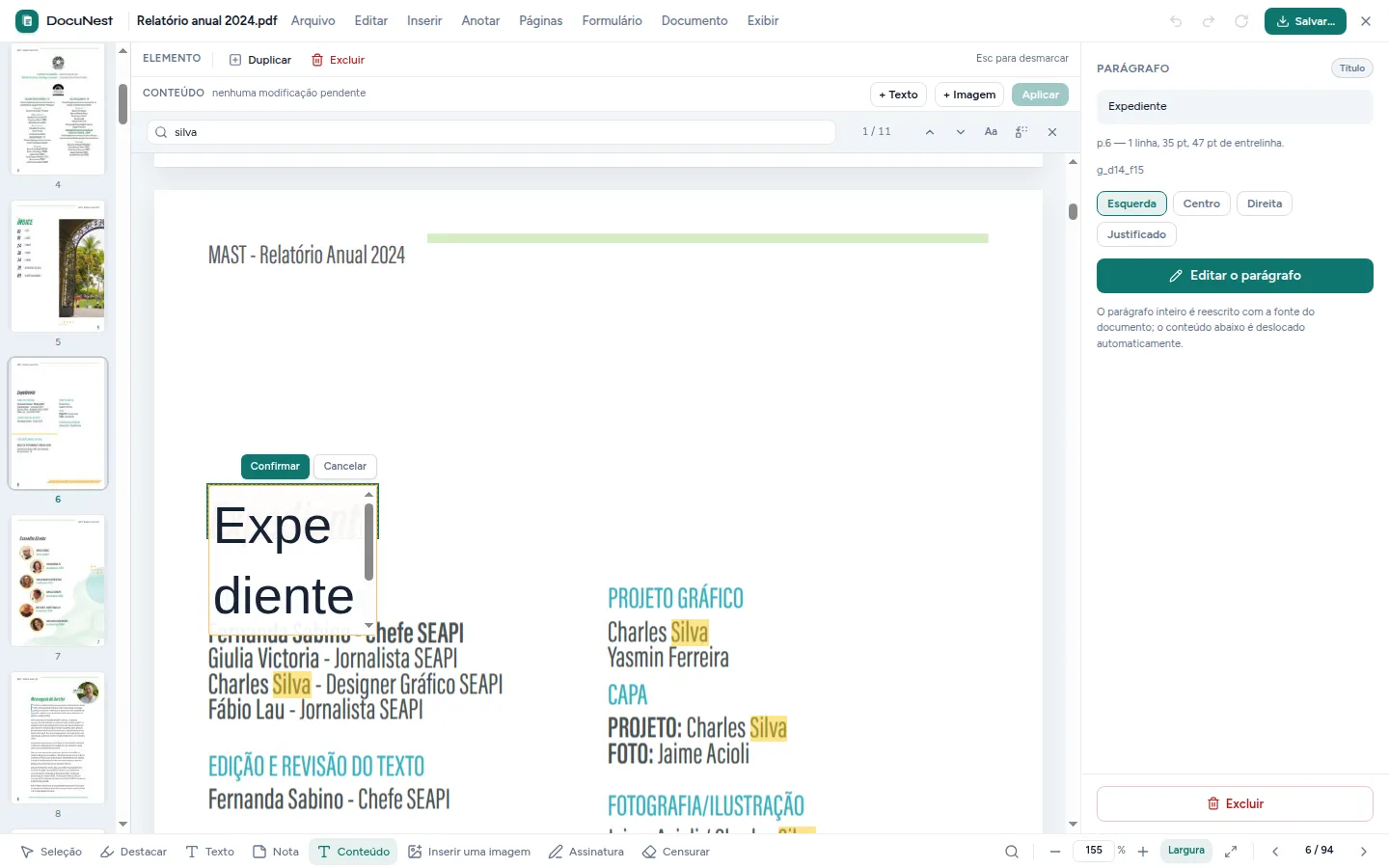 Prévia do DocuNest — Editar um PDF no DocuNest, aplicativo de PDF offline