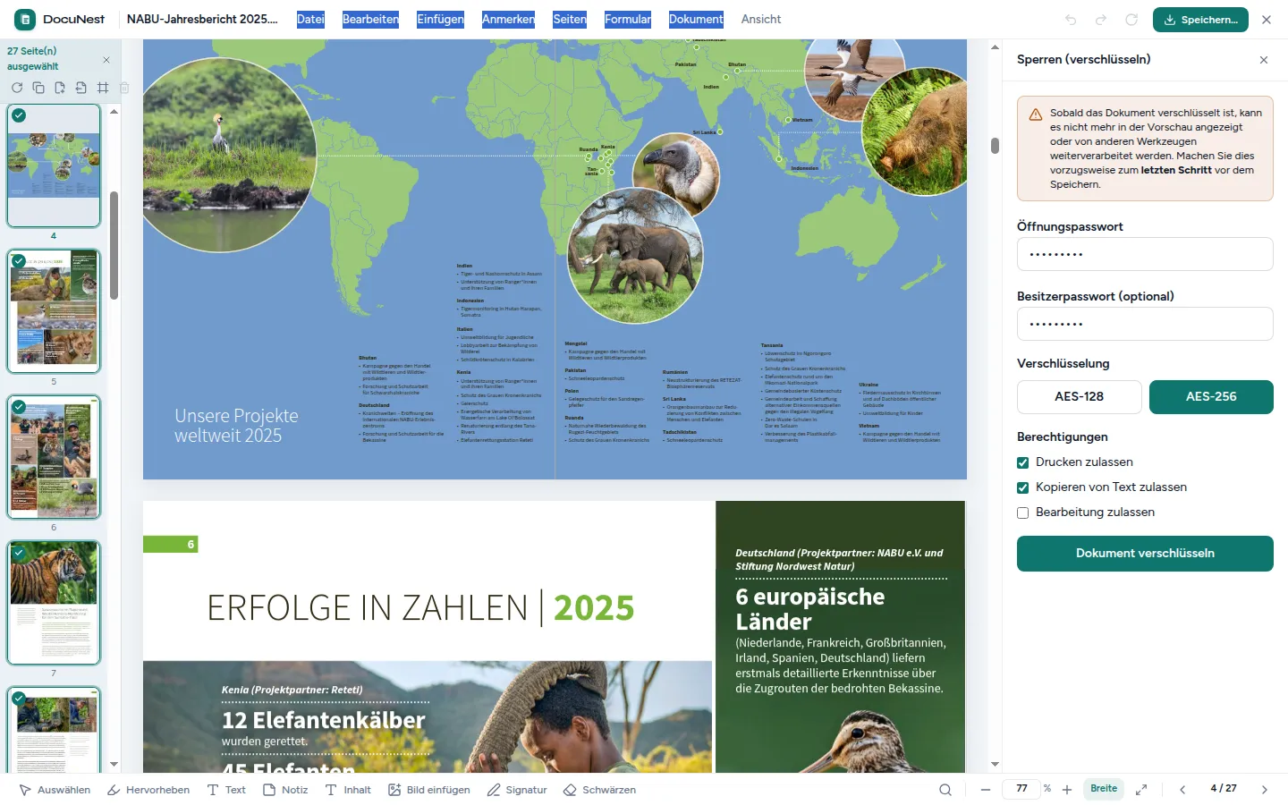 Vorschau von PDF verschlüsseln in DocuNest, der Offline-PDF-App