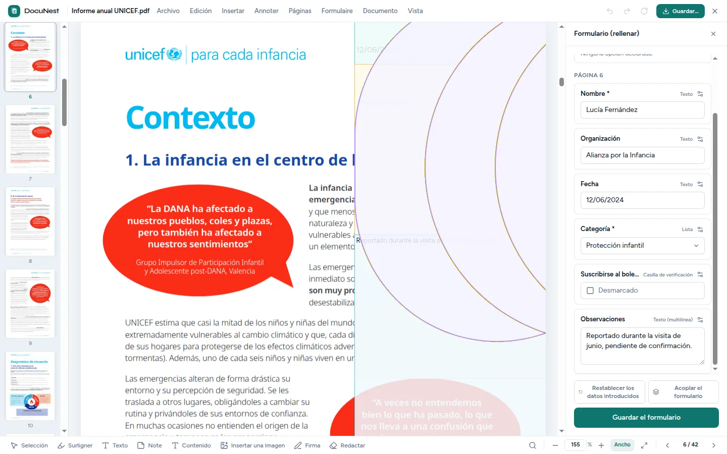 Vista previa de Formularios PDF: rellenar, crear, acoplar en DocuNest, aplicación de PDF sin conexión