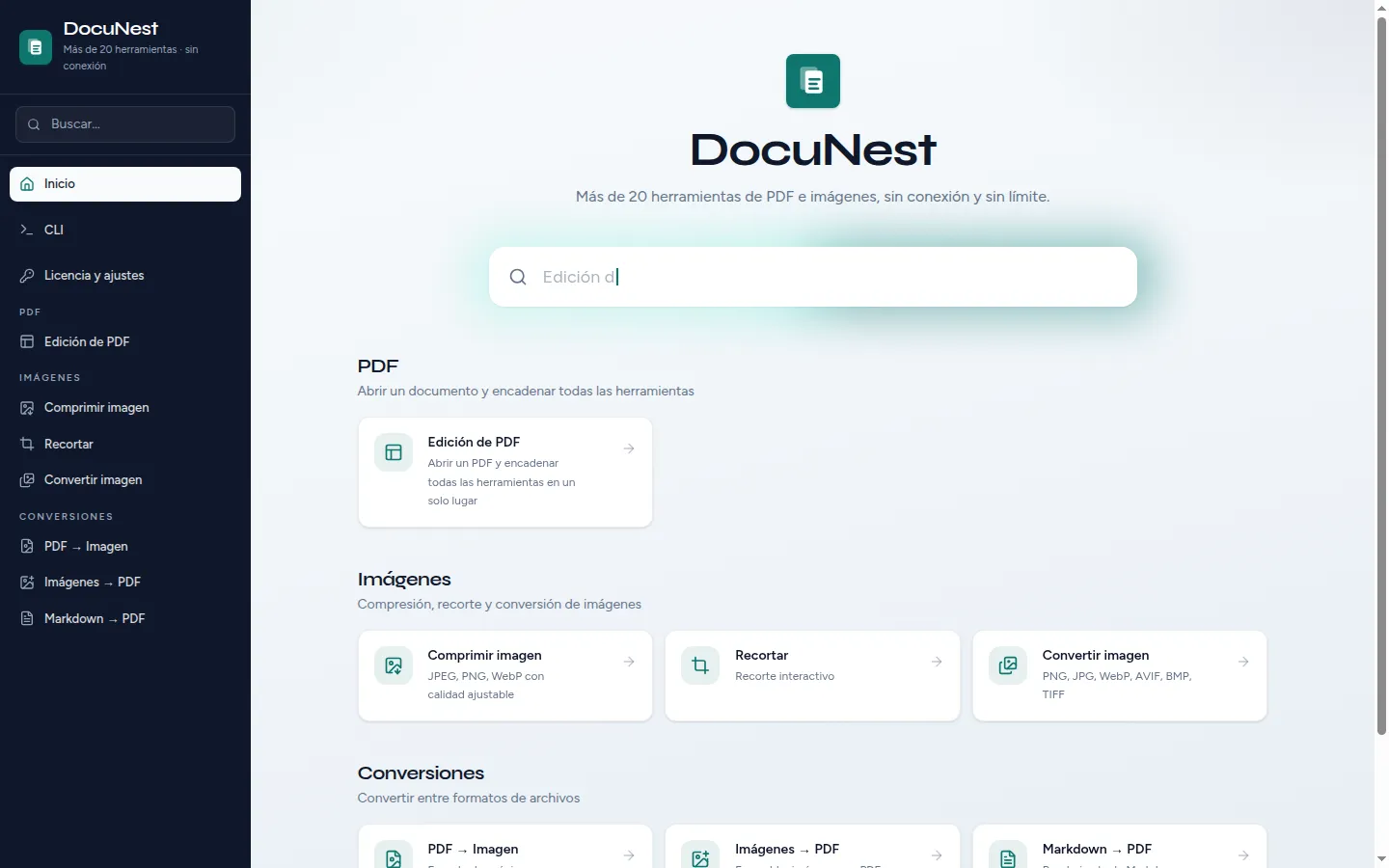 Vista previa de DocuNest — Editor de PDF unificado en DocuNest, aplicación de PDF sin conexión