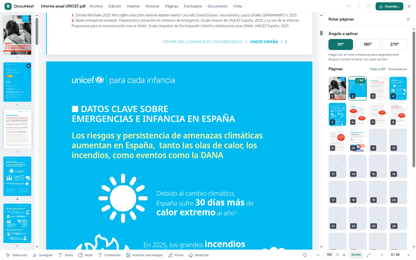 Vista previa de Rotar las páginas en DocuNest, aplicación de PDF sin conexión