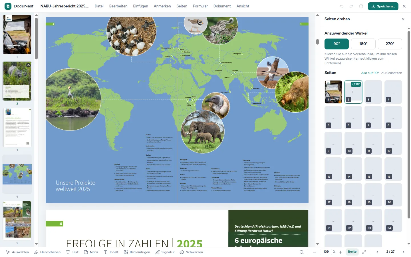 Vorschau von Seiten drehen in DocuNest, der Offline-PDF-App