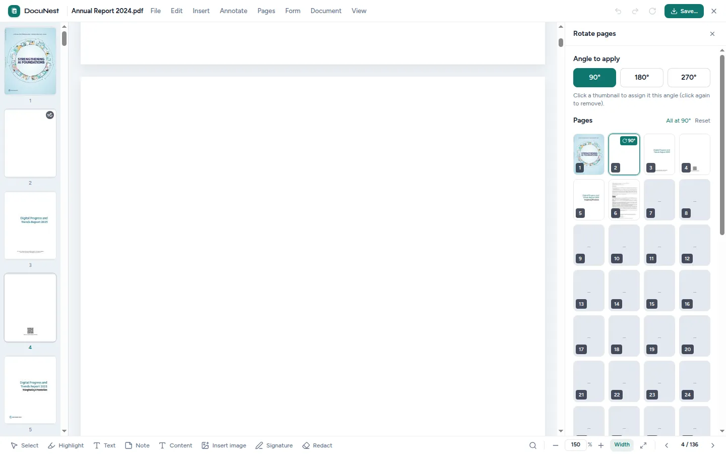 Preview of Rotate pages in DocuNest, offline PDF app